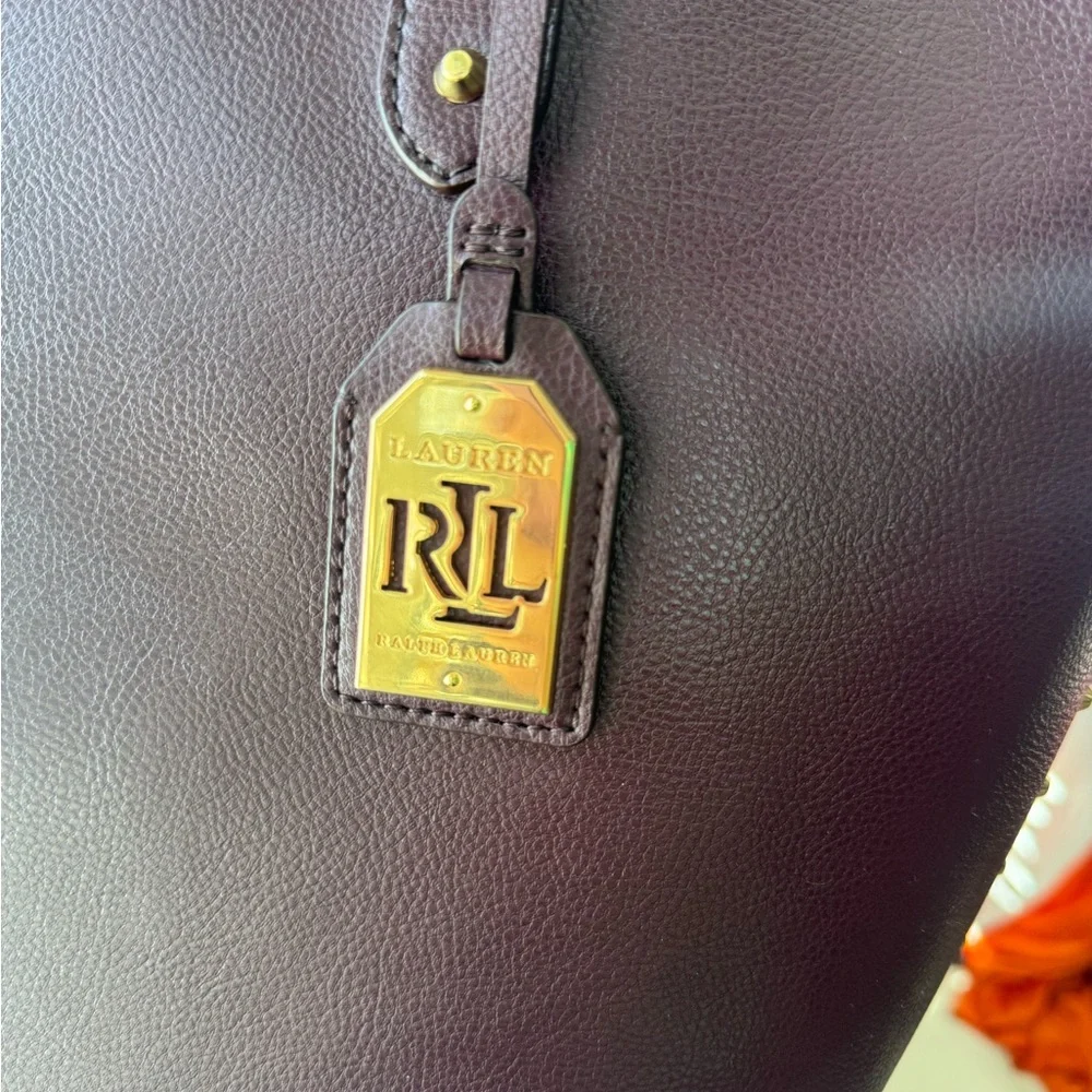 Brownish/maroon Ralph Lauren Cowhide Leather Studded Tote Bag - Picture 6 of 13